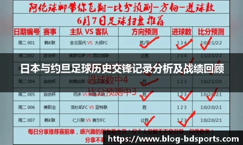 日本与约旦足球历史交锋记录分析及战绩回顾